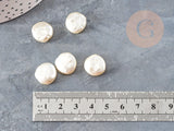 Perles plates acrylique imitation perle eau douce beige 14.5mm, x5 (G9028)