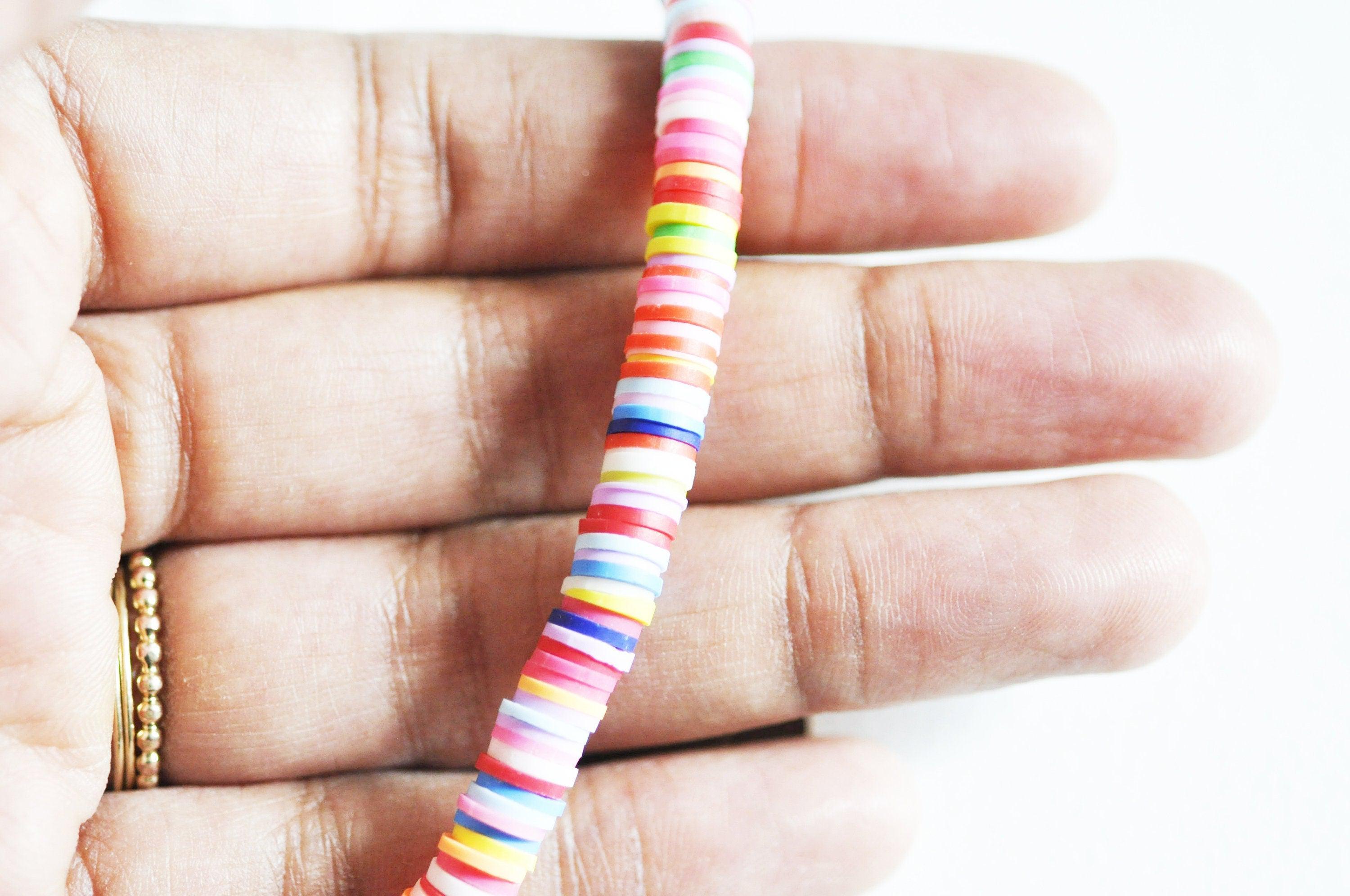 Perles polymère multicolore heishi 6mm, Perles plastique, perle heishi,perle disque, fourniture créative,6mm,le fil de 320 perles-G1990