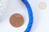 Perles polymère tube bleu 6.5mm, fabrication bijoux heishi 6.5mm plastique,le fil de 40cm G7199