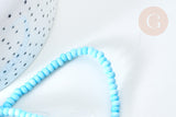 Perles porcelaine abacus bleu clair 4x3mm, fil de 38cm, x1 (G7808)