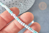 Perles porcelaine abacus multicolore pastel 4x3mm, fil de 38cm, x1 (G7805)