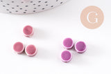 Perles porcelaine violet, perle céramique,perle disque, violet,8mm, x10 (G4728)