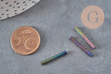 Perles rocaille Tube Verre Noir irisé, Fournitures créative, verre noir métallisé, long tube,20mm x 2mm, x 5gr G0690