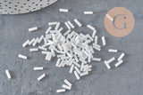 Perles rocaille Tube blanc 6mm, perles blanches, perles rocaille blanche,6mm x 2mm, x 5gr G0285