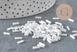 Perles rocaille Tube blanc 6mm, perles blanches, perles rocaille blanche,6mm x 2mm, x 5gr G0285
