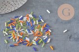 Multicolored tube seed beads, multicolored seed beads, metallic beads, 6mm x 2mm, x 5gr G0283