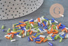 Multicolored tube seed beads, multicolored seed beads, metallic beads, 6mm x 2mm, x 5gr G0283