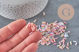 Perles rocaille Tube pastel multicolore 6x2mm, x 10gr (G1651)
