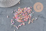 Perles rocaille Tube pastel multicolore 6x2mm, x 10gr (G1651)