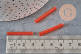 Tube seed beads, orange seed beads, orange glass, long tube, orange tube bead, 28mm, x 10gr G4392