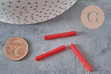 Perles rocaille Tube, perles rocaille rouge,verre rouge, long tube,perle tube rouge, 28mm, x 10gr G4390
