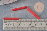 Perles rocaille Tube, perles rocaille rouge,verre rouge, long tube,perle tube rouge, 28mm, x 10gr G4390