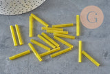 Perles rocaille Tube rocaille jaune translucide jaune, 28mm, x 10gr G4391