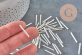 Perles rocaille Tube verre argent métallisé 20mm x 2.5mm, long tube,perle argentées, x 10gr G1163-Perles-Gingerlily Perles