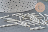 Perles rocaille Tube verre argent métallisé 20mm x 2.5mm, long tube,perle argentées, x 10gr G1163-Perles-Gingerlily Perles