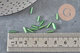 Perles rocaille Tube vert,perles rocaille vert, perles vert métallisé, long tube,6mm x 2mm, x 5gr G2691