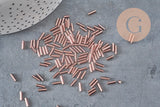 Perles rocaille Tube violet metallisé,perles rocaille argent, perles métallisées violet,perle verre,6mmx2mm, x 5gr G2358