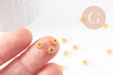 Perles rondelles intercalaires fleurs zamac doré 5mm, x50 (G10093)