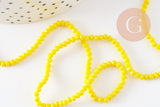 Perles rondelles verre jaune opaque facette 3x2mm, x1 fil de 32cm (G8256)