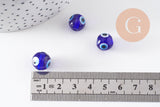 Perles rondes Mauvais Oeil bleue,perle Bijoux, perles rondes,perle verre artisanal chance pour création bijoux, 12mm, x10 (G3338)