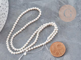 Perles rondes coquillage naturel blanche nacrées 4mm, x1 fil de 40cm (G9033)