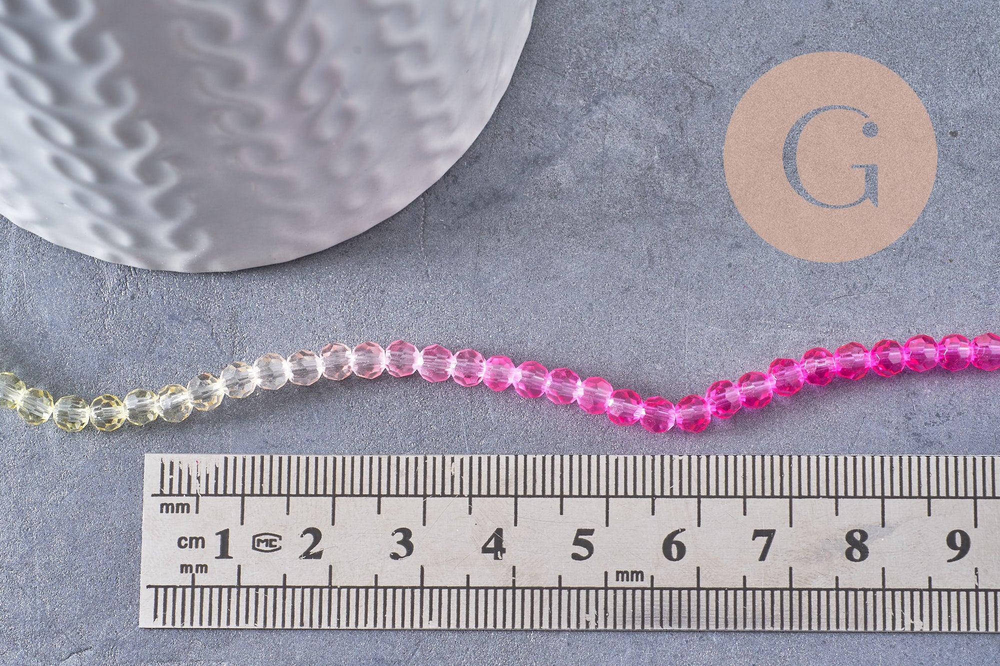 Perles rondes cristal à facette multicolore 4.5mm, x1 fil de 32cm (G10282)