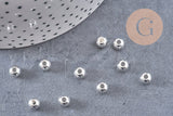 Perles rondes intercalaire acier 304 inoxydable argenté 6mm, x10 (G10854)