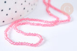 Perles rondes verre rose facettes 2mm, cristal, le fil de 38cm, x1 (G7948)