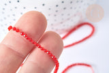 Perles rondes verre rouge vif facettes 2mm, cristal, le fil de 38cm x1 (G7953)