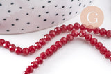 Perles toupies bordeau cristal rouge 4x3mm,Perle verre facette,perle bicone,fil de 40 cm, x1 (G2137)