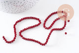 Perles toupies bordeau cristal rouge 4x3mm,Perle verre facette,perle bicone,fil de 40 cm, x1 (G2137)