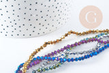 Perles toupies en verre coloré 4x4.5mm, x1 fil de 45cm (G9050)