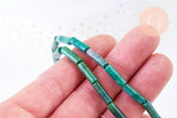 Perles tube jade africain vert naturel 11-15mm, x1 fil de 38cm (G5616)