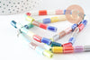 Perles tube porcelaine multicolore 11mm, création bijoux fantaisie DIY, fil de 30cm, x1 (G9659)