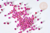 Perles tube verre Rose fuchsia métallisé mat façon Delica miyuki, x1 sachet de 8g (G7763)