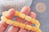 Perles tube verre jaune opaque, perles verres, 13x10mm, fil de 39cm, x1 (G4430)