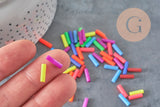 Perles tubes fluorescents plastique bijoux enfants,perles bijoux,perle plastique multicolore, x100 G6636