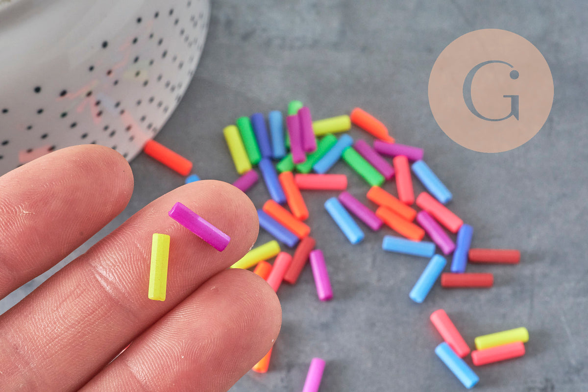 Perles tubes fluorescents plastique bijoux enfants,perles bijoux,perle plastique multicolore, x100 G6636