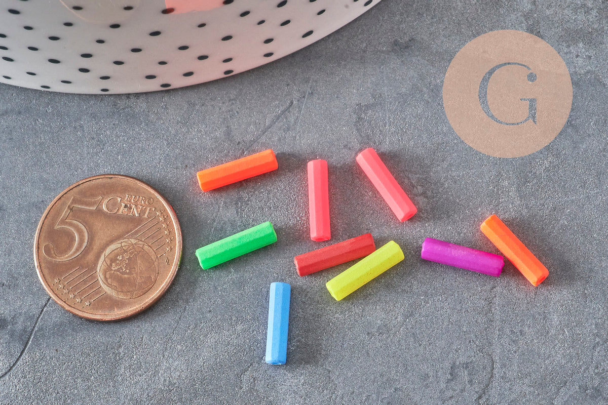 Perles tubes fluorescents plastique bijoux enfants,perles bijoux,perle plastique multicolore, x100 G6636