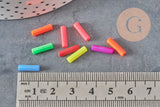 Perles tubes fluorescents plastique bijoux enfants,perles bijoux,perle plastique multicolore, x100 G6636