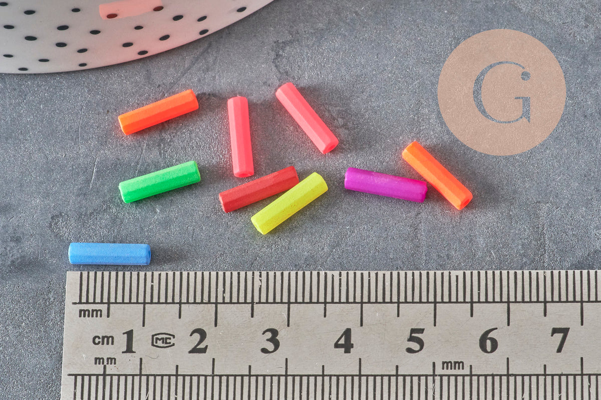 Perles tubes fluorescents plastique bijoux enfants,perles bijoux,perle plastique multicolore, x100 G6636