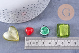 Perles verre murano formes et couleurs multiples, perles feuille argent, x10 (G0741)