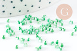 Petite Perle rocaille rayé vert blanc 1.5x2mm, x10gr (G9428)