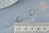 Piercing sans trou acier inoxydable 304 argenté strass 9mm, x1 (G8330)