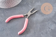 Flat-nose pliers for jewelry making, steel with rose grip, 11.5cm, x1 (G11062)