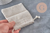 Bolsa para joyas de algodón blanco crudo 12 cm, x1 (G2376)