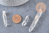 Pointe cristal de roche transparent non percée, pierre brute, cristal, pierre naturelle, x1 (G3616)
