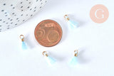 Pompon cyan clair polyecoton support doré,décoration pompon,fabrication bijoux bohème,10-15mm G6861