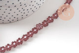 Perles fleurs verre millefiori artisanal 6.5-9mm, x1 fil de 40cm (G10493)