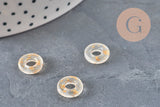 Colgante donut de cristal transparente y lámina de oro, un colgante redondo de cristal para tus creaciones de joyas, 15x3mm, x 10 (G3299)